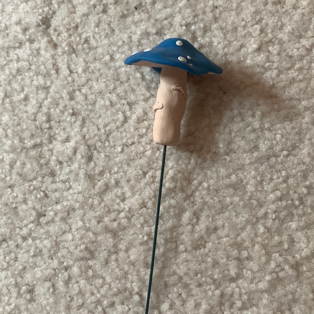 Blue mushroom potted plant decor